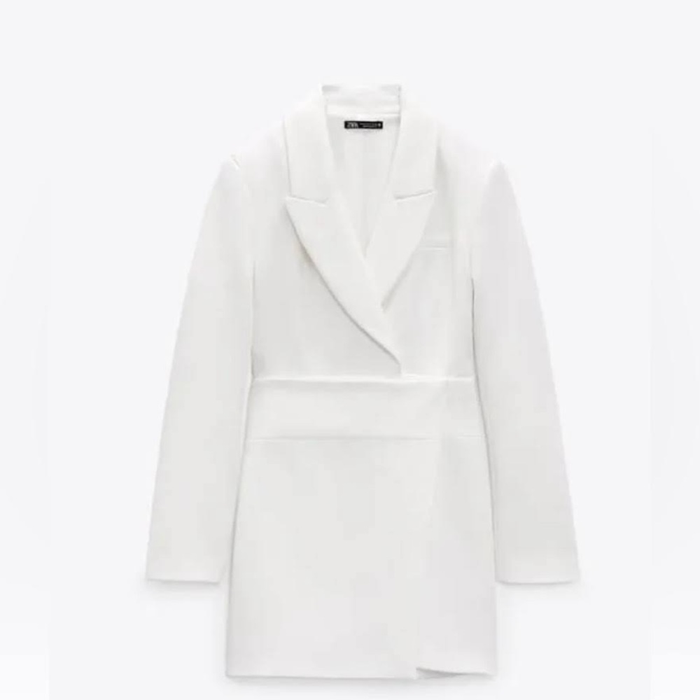 Zara white ivory women’s blazer dress Large